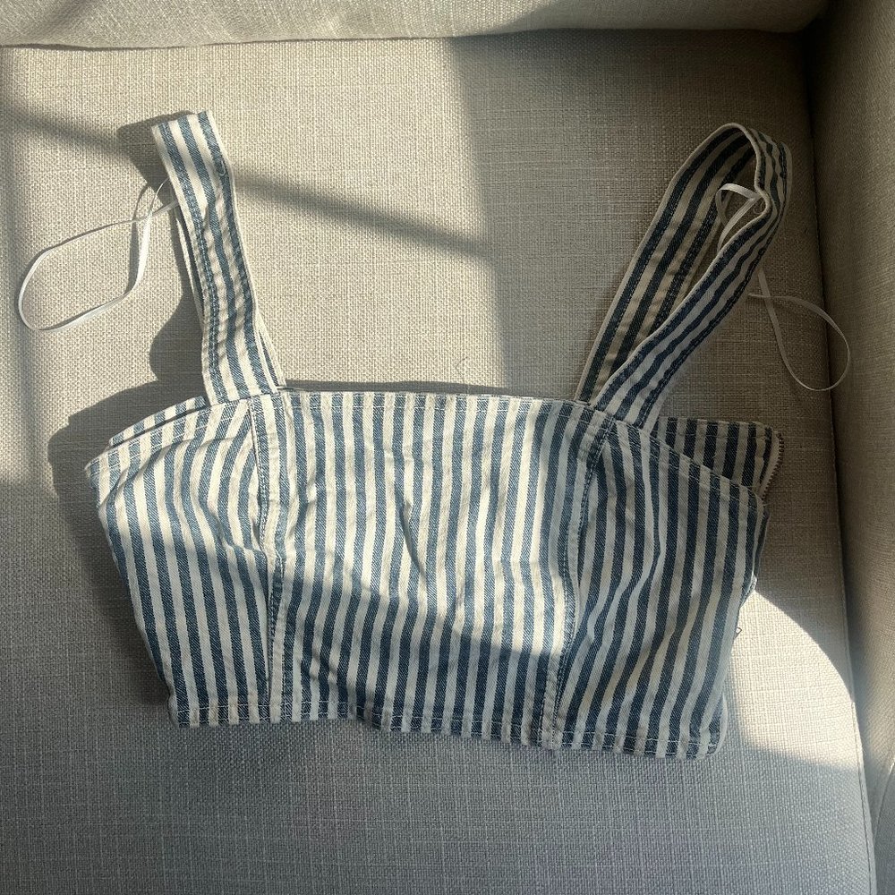 Zara Striped Jean Crop Top